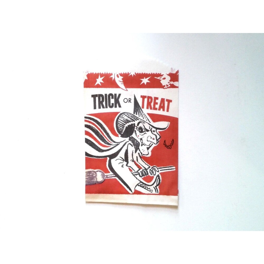 Vintage Halloween Trick or Treat Paper Bag Witch Kidney Foundation Promo